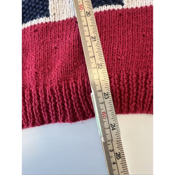 Talbots Women’s Knit Sweater Bear American Flag Size Large Petite Patriotic READ - Picture 8 of 15
